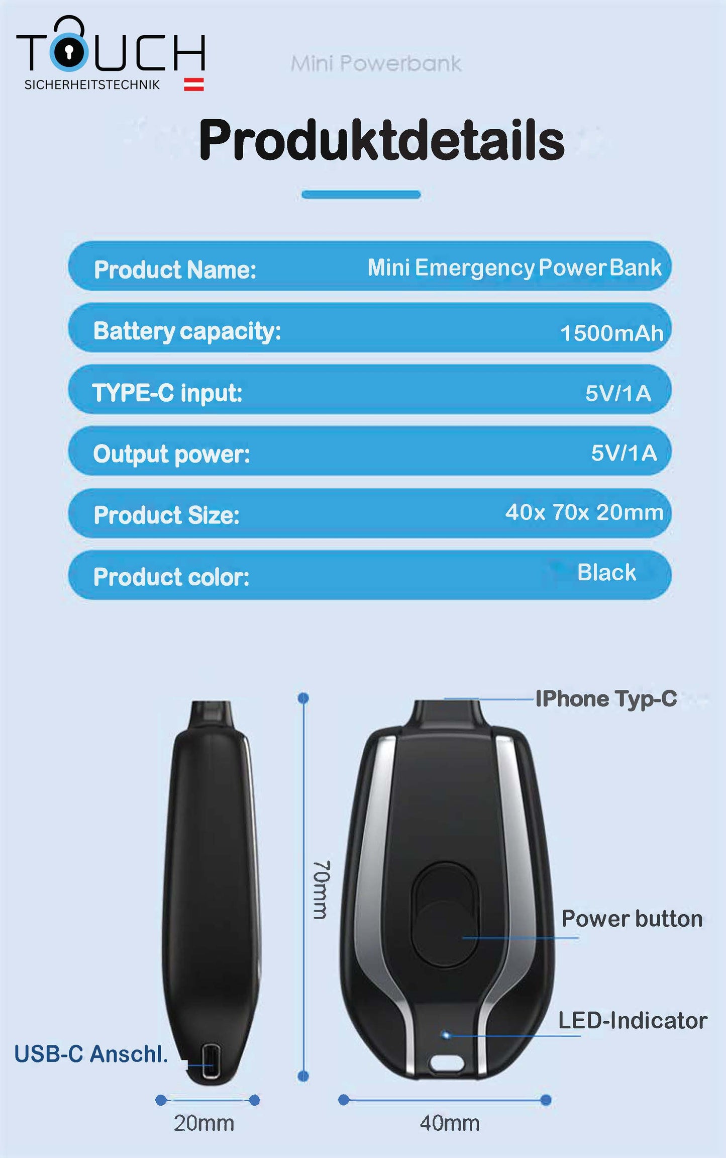 Mini Powerbank f. IPhone
